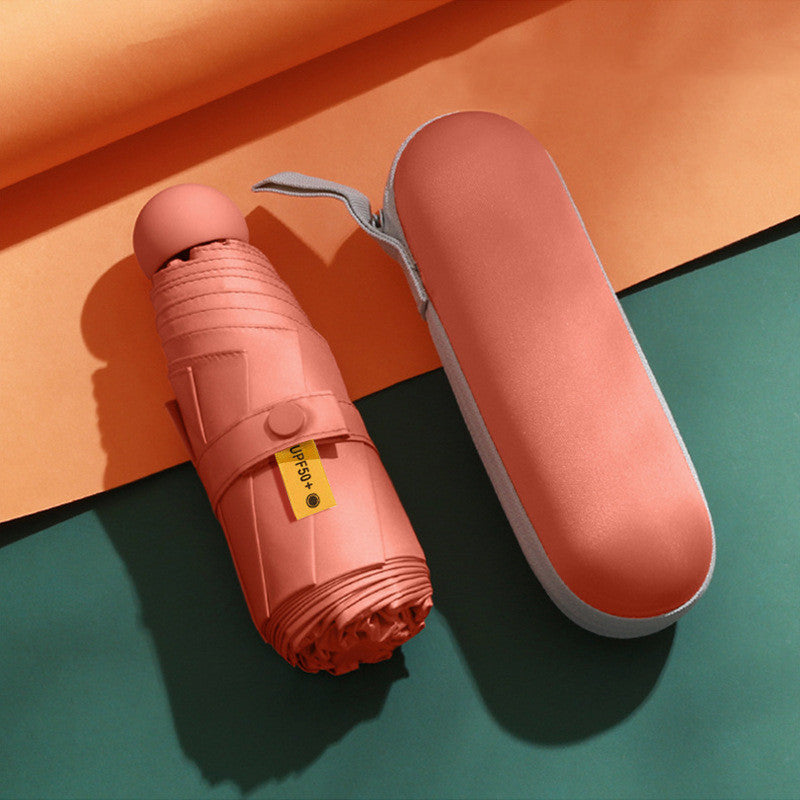 Kompakt paraply med hårt etui. Ta skydd mot både regn och sol – när som helst, var som helst.