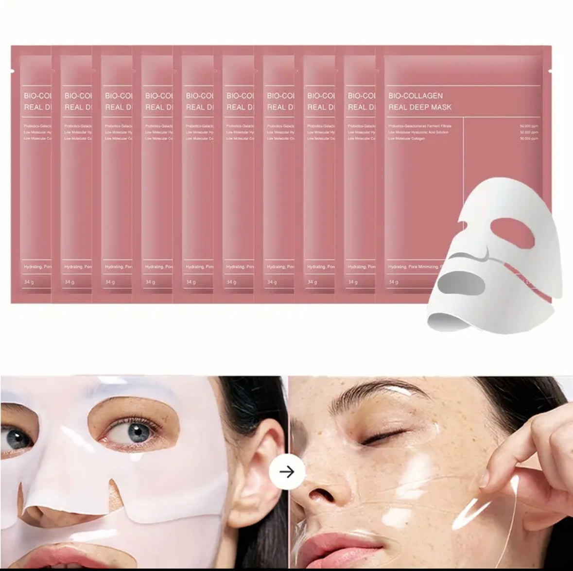 Bio-Collagen ansiktsmask 4 st